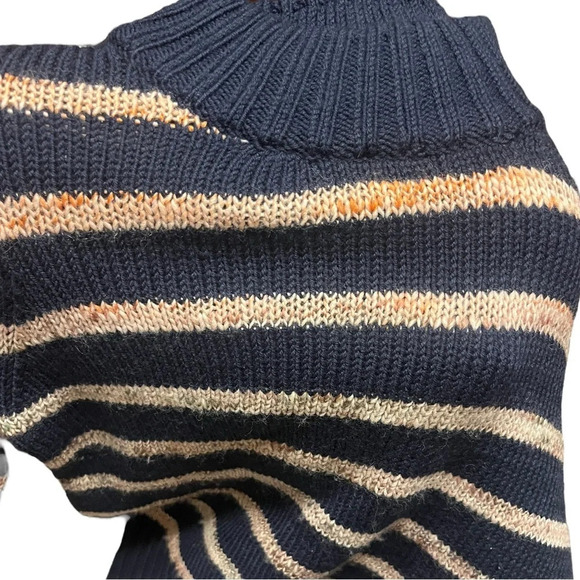 Madewell Striped Metcalf Mockneck Sweater, Blue/ Tan Striped, Sz S - Picture 5 of 8